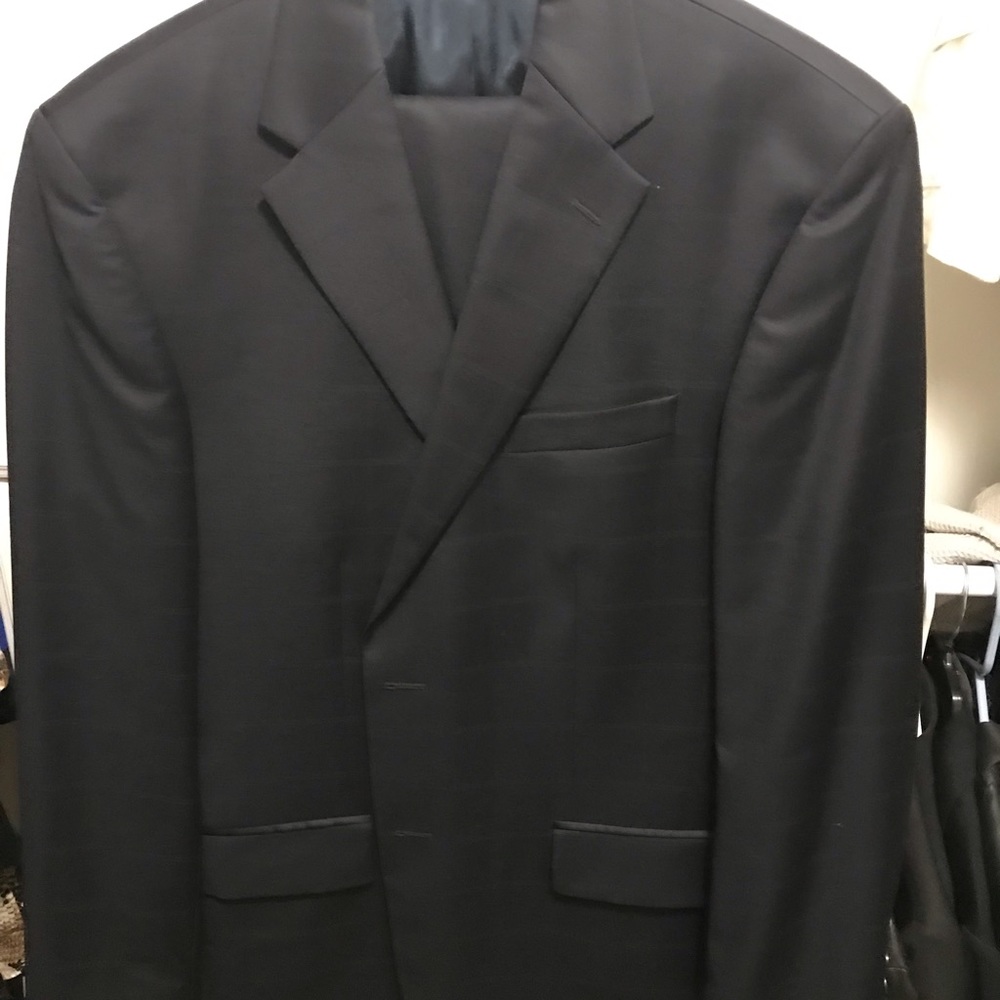 44L Nautica Dark navy large windowpane suit free tire Sean with purchase